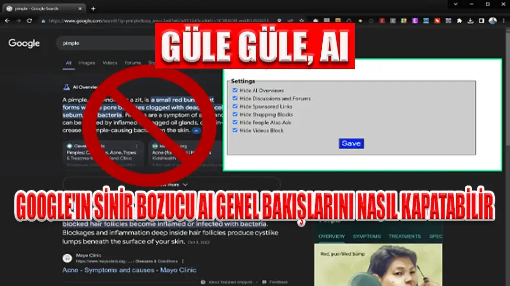 GÜLE GÜLE, AI GOOGLE'IN SİNİR BOZUCU AI GENEL BAKIŞLARINI NASIL KAPATABİLİR