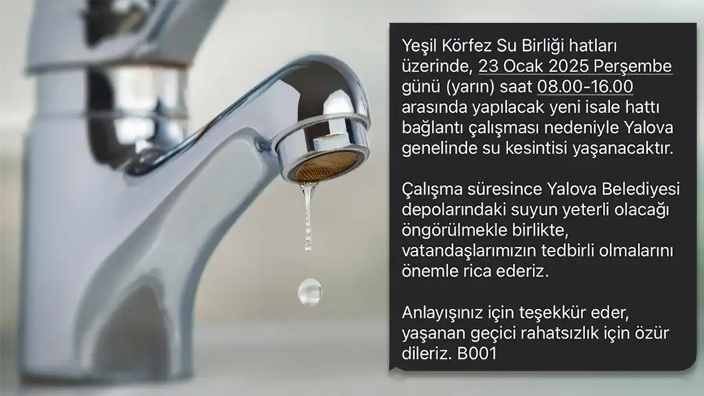 YALOVA’DA BÜYÜK SU KESİNTİSİ!