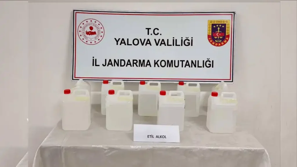 YALOVA'DA ETİL ALKOL OPERASYONU 45 LİTRE ELE GEÇİRİLDİ